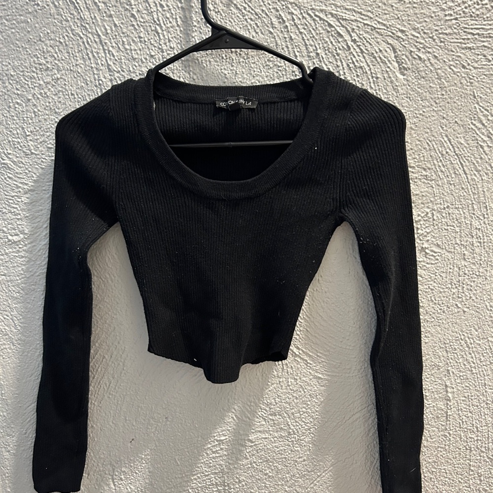 Cotton Candy Black Fitted Crop Bodysuit